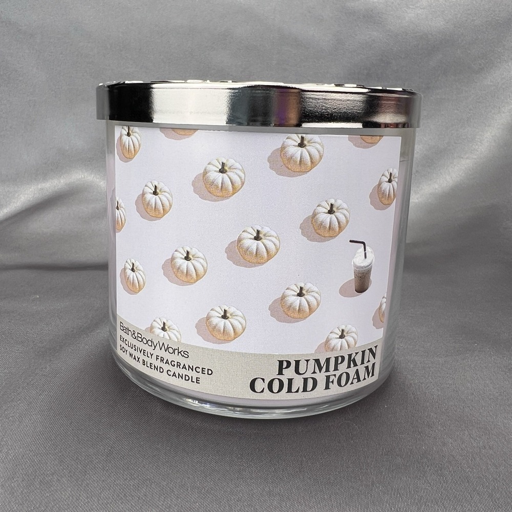 Bath & Body Works Pumpkin Cold Foam 3-Wick Candle Limited Edition Scent Gift NEW